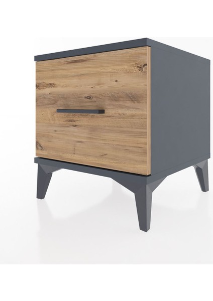 Hyperion Komodin Tek Çekmeceli 44X44X48 Antrasit-Çam modelleri