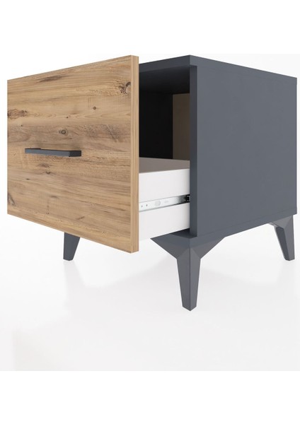 Hyperion Komodin Tek Çekmeceli 44X44X48 Antrasit-Çam fırsatları