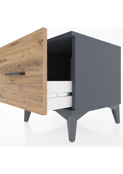 Hyperion Komodin Tek Çekmeceli 44X44X48 Antrasit-Çam indirimleri