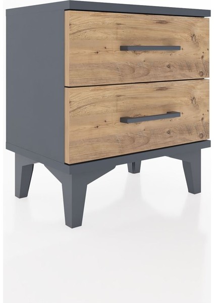 Arges Komodin 2 Çekmeceli 44X30X48 Antrasit-Çam fiyatları