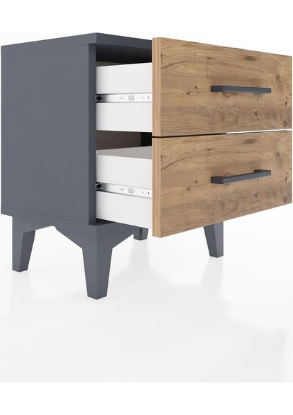 Arges Komodin 2 Çekmeceli 44X30X48 Antrasit-Çam fırsatları