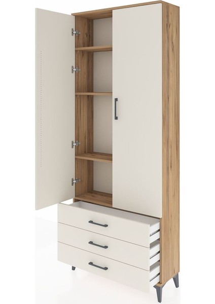 Arges Dolap 4 Raflı 3 Çekmeceli 2 Kapaklı 88X30X221 Çam-Aytaşı fırsatları