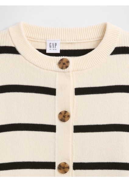 Kız Çocuk Krem Relaxed Çizgili Kazak fiyatları