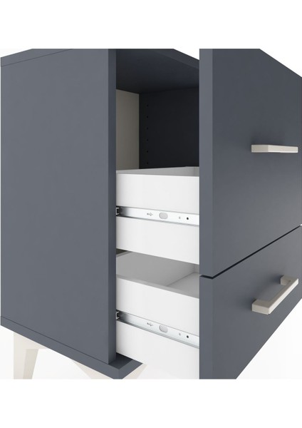 Arges Komodin 2 Çekmeceli 44X30X64 Antrasit-Antrasit indirimleri