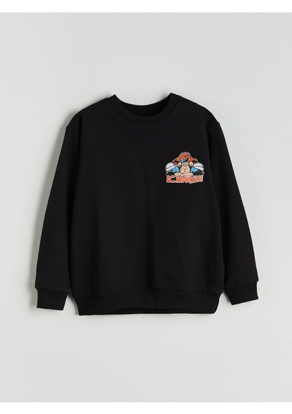 Yeni Sezon Bisiklet Yaka Nostaljik Maymun Baskılı Erkek Çocuk Sweatshirt