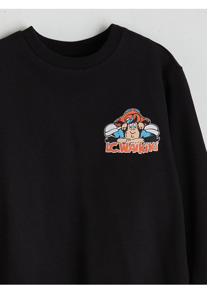 Yeni Sezon Bisiklet Yaka Nostaljik Maymun Baskılı Erkek Çocuk Sweatshirt modelleri