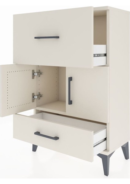 Arges Komodin Tek Raflı 2 Çekmeceli 2 Kapaklı 60X30X96 Aytaşı-Aytaşı fırsatları