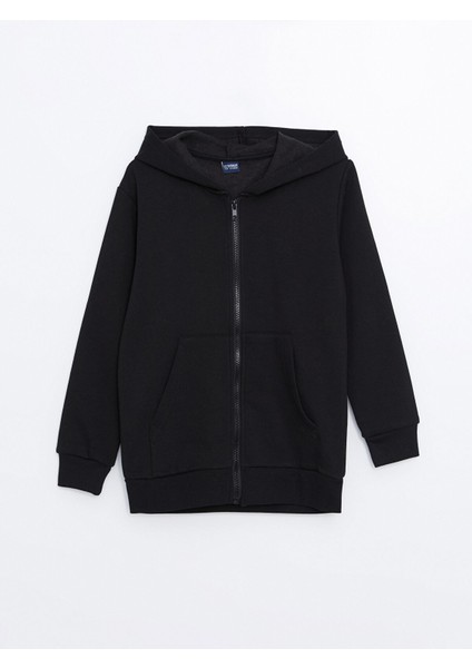Yeni Sezon Kapüşonlu Erkek Çocuk Kalın Fermuarlı Sweatshirt