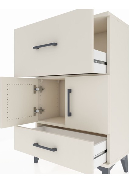 Arges Komodin Tek Raflı 2 Çekmeceli 2 Kapaklı 60X30X96 Aytaşı-Aytaşı indirimleri