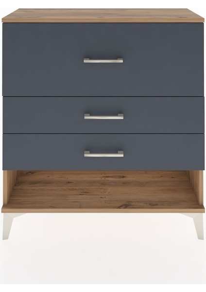 Arges Şifonyer 3 Çekmeceli 88X30X96 Çam-Antrasit