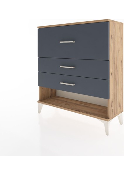 Arges Şifonyer 3 Çekmeceli 88X30X96 Çam-Antrasit modelleri