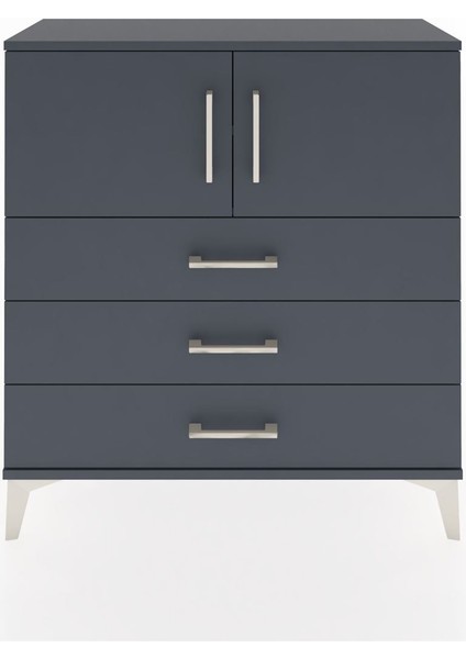 Arges Şifonyer 2 Raflı 3 Çekmeceli 2 Kapaklı 88X30X96 Antrasit-Antrasit