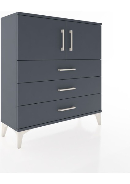 Arges Şifonyer 2 Raflı 3 Çekmeceli 2 Kapaklı 88X30X96 Antrasit-Antrasit fiyatları