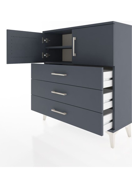 Arges Şifonyer 2 Raflı 3 Çekmeceli 2 Kapaklı 88X30X96 Antrasit-Antrasit fırsatları