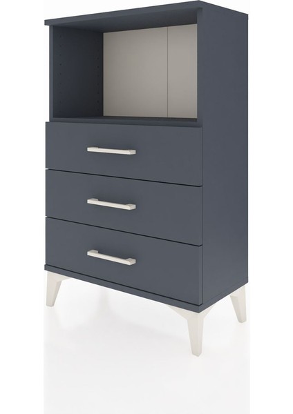 Arges Komodin Tek Raflı 3 Çekmeceli 60X30X96 Antrasit-Antrasit modelleri