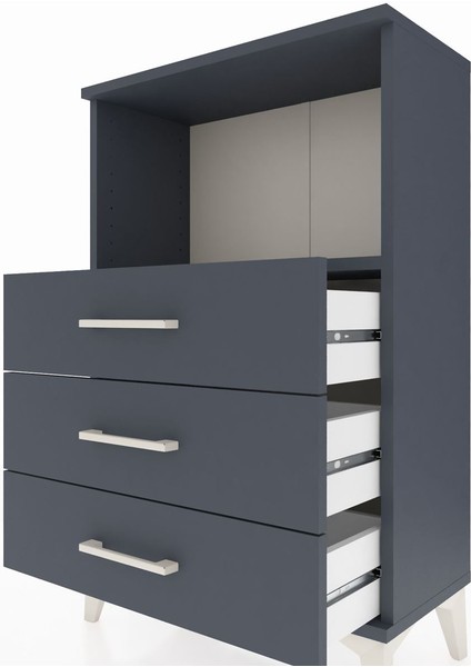 Arges Komodin Tek Raflı 3 Çekmeceli 60X30X96 Antrasit-Antrasit indirimleri