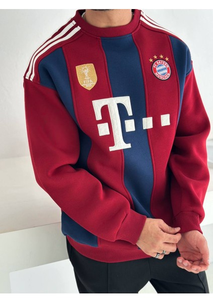 Bayern M Oversize Şardonlu Penye Sweat - B Munih 3 Iplik Şardonlu Sweatshırt