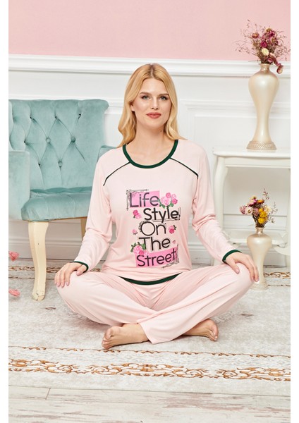Bayan Uzun Kollu Pijama Takımı Model No 7613