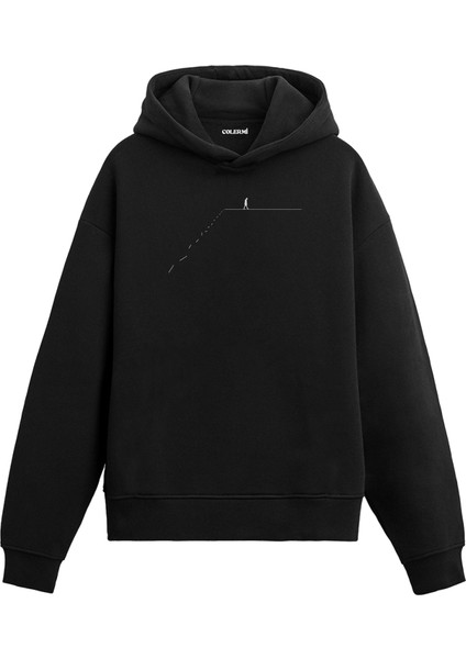 Yalnızlık ve Denge Tasarım Baskılı Felsefik Minimal Unisex Kapüşonlu Hoodie