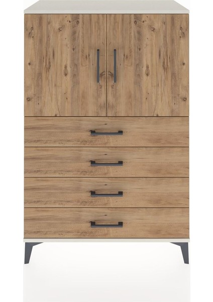 Hyperion Dolap 2 Raflı 4 Çekmeceli 2 Kapaklı 88X44X134 Aytaşı-Çam