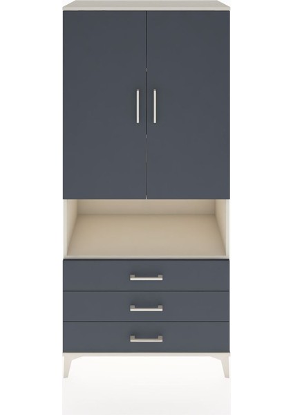 Hyperion Dolap 4 Raflı 3 Çekmeceli 2 Kapaklı 88X44X195 Aytaşı-Antrasit