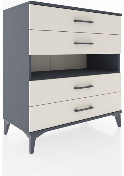 Hyperion Şifonyer Tek Raflı 4 Çekmeceli 88X44X96 Antrasit-Aytaşı fiyatları