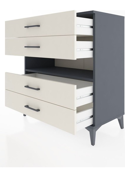 Hyperion Şifonyer Tek Raflı 4 Çekmeceli 88X44X96 Antrasit-Aytaşı fırsatları