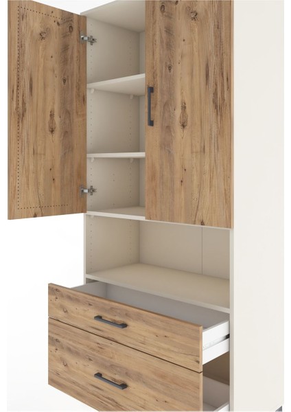 Hyperion Dolap 4 Raflı 2 Çekmeceli 2 Kapaklı 88X44X195 Aytaşı-Çam indirimleri