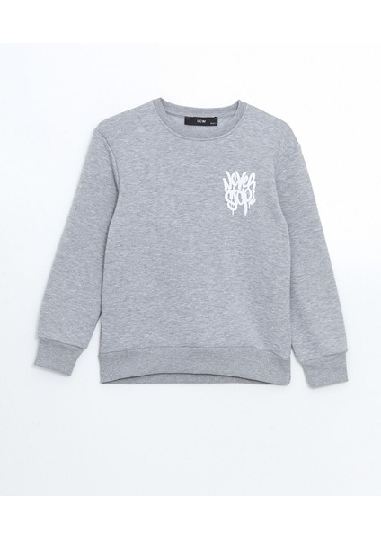Yeni Sezon Bisiklet Yaka Baskılı Erkek Çocuk Sweatshirt