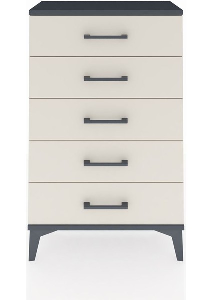 Arges Komodin 5 Çekmeceli 60X30X96 Antrasit-Aytaşı
