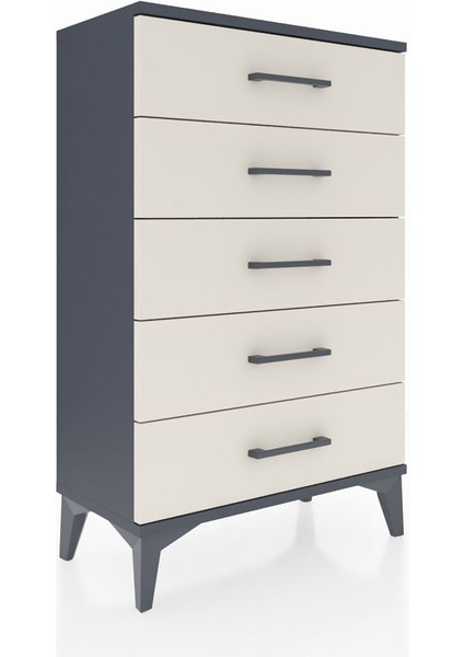 Arges Komodin 5 Çekmeceli 60X30X96 Antrasit-Aytaşı fiyatları