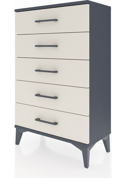 Arges Komodin 5 Çekmeceli 60X30X96 Antrasit-Aytaşı modelleri
