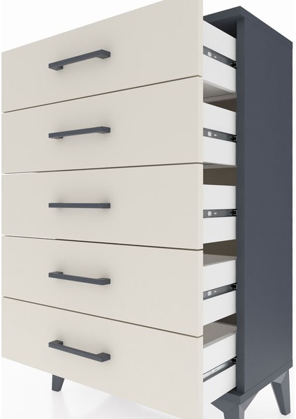 Arges Komodin 5 Çekmeceli 60X30X96 Antrasit-Aytaşı indirimleri