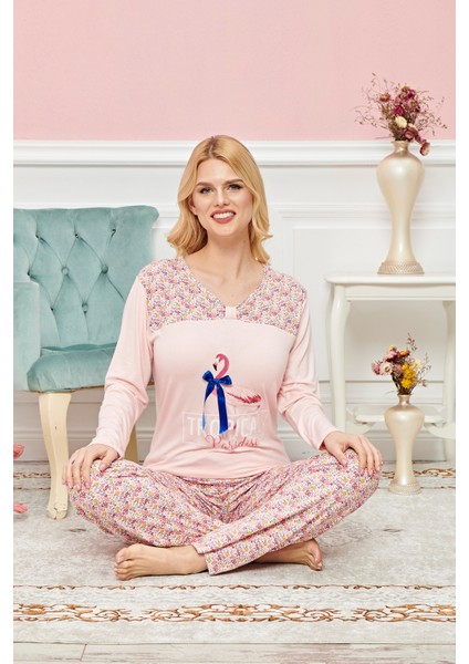 Bayan Uzun Kollu Pijama Takımı Model No 7599