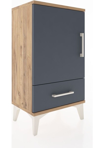 Arges Komodin 2 Raflı Tek Çekmeceli Tek Kapaklı 44X30X80 Çam-Antrasit modelleri