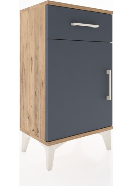 Arges Komodin 2 Raflı Tek Çekmeceli Tek Kapaklı 44X30X80 Çam-Antrasit fırsatları