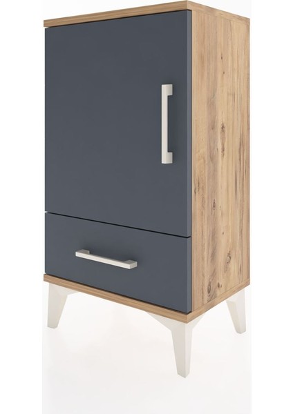 Arges Komodin 2 Raflı Tek Çekmeceli Tek Kapaklı 44X30X80 Çam-Antrasit indirimleri