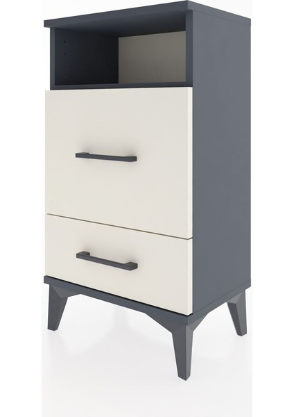 Arges Komodin Tek Raflı 2 Çekmeceli 44X30X80 Antrasit-Aytaşı indirimleri