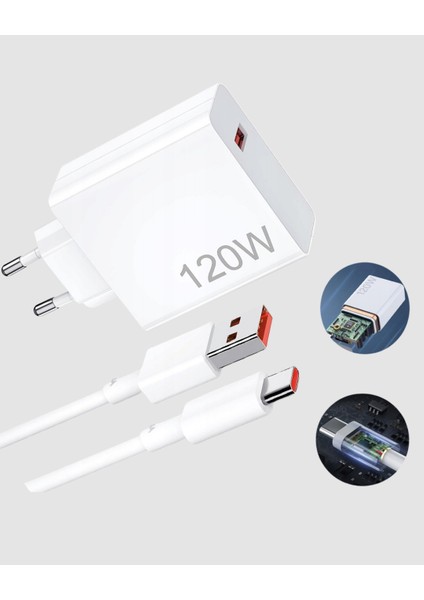 120W Süper Hızlı Şarj Adaptörü – Type-C Kablo Dahil, Yüksek Voltaj Korumalı indirimleri