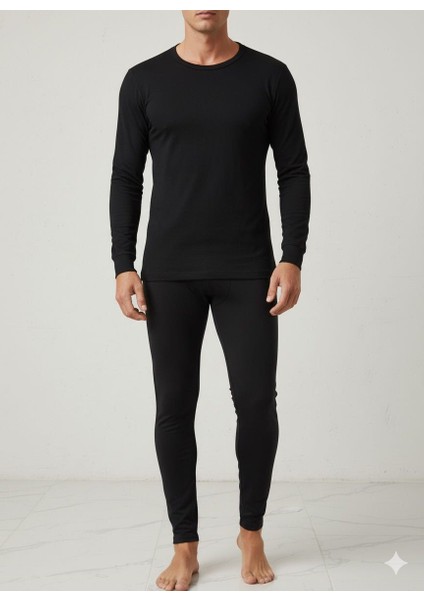 4054 Erkek Termal Fanila Siyah %60 Polyester %35 Viskon %5 Elastan