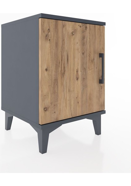 Hyperion Komodin Tek Raflı Tek Kapaklı 44X44X64 Antrasit-Çam fiyatları