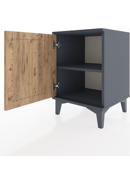 Hyperion Komodin Tek Raflı Tek Kapaklı 44X44X64 Antrasit-Çam fırsatları