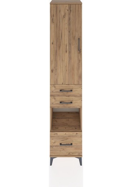 Hyperion Dolap 3 Raflı 3 Çekmeceli Tek Askılı 44X44X221 Çam-Çam