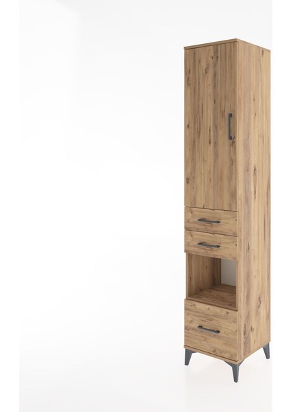 Hyperion Dolap 3 Raflı 3 Çekmeceli Tek Askılı 44X44X221 Çam-Çam modelleri