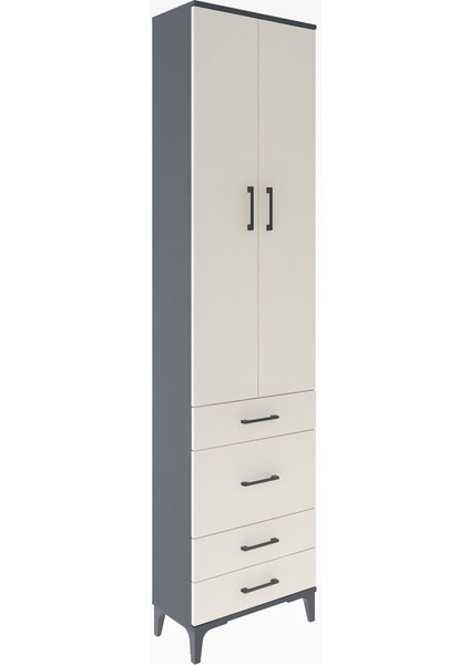 Arges Dolap 4 Raflı 4 Çekmeceli 2 Kapaklı 60X30X243 Antrasit-Aytaşı fiyatları