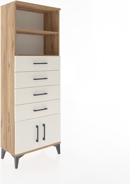 Arges Dolap 2 Raflı 4 Çekmeceli 2 Kapaklı 60X30X163 Çam-Aytaşı fiyatları