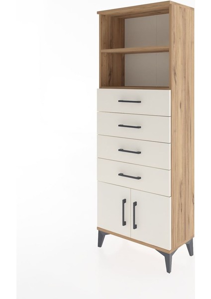 Arges Dolap 2 Raflı 4 Çekmeceli 2 Kapaklı 60X30X163 Çam-Aytaşı modelleri