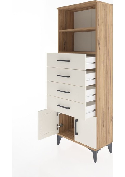 Arges Dolap 2 Raflı 4 Çekmeceli 2 Kapaklı 60X30X163 Çam-Aytaşı fırsatları
