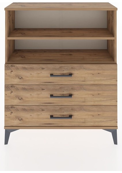 Arges Şifonyer 2 Raflı 3 Çekmeceli 88X30X106 Çam-Çam