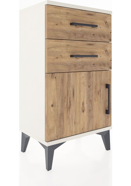 Arges Komodin Tek Raflı 2 Çekmeceli Tek Kapaklı 44X30X80 Aytaşı-Çam modelleri